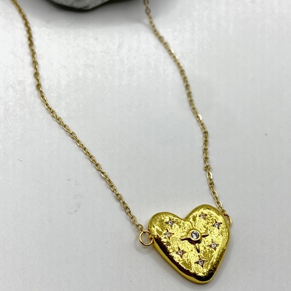 NEW Heart With CZ Stars Layering Necklace - Picture 13 of 14